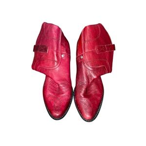 Franco Sarto Waco Red Leather Women’s 6M Ankle Cowboy Western Boots